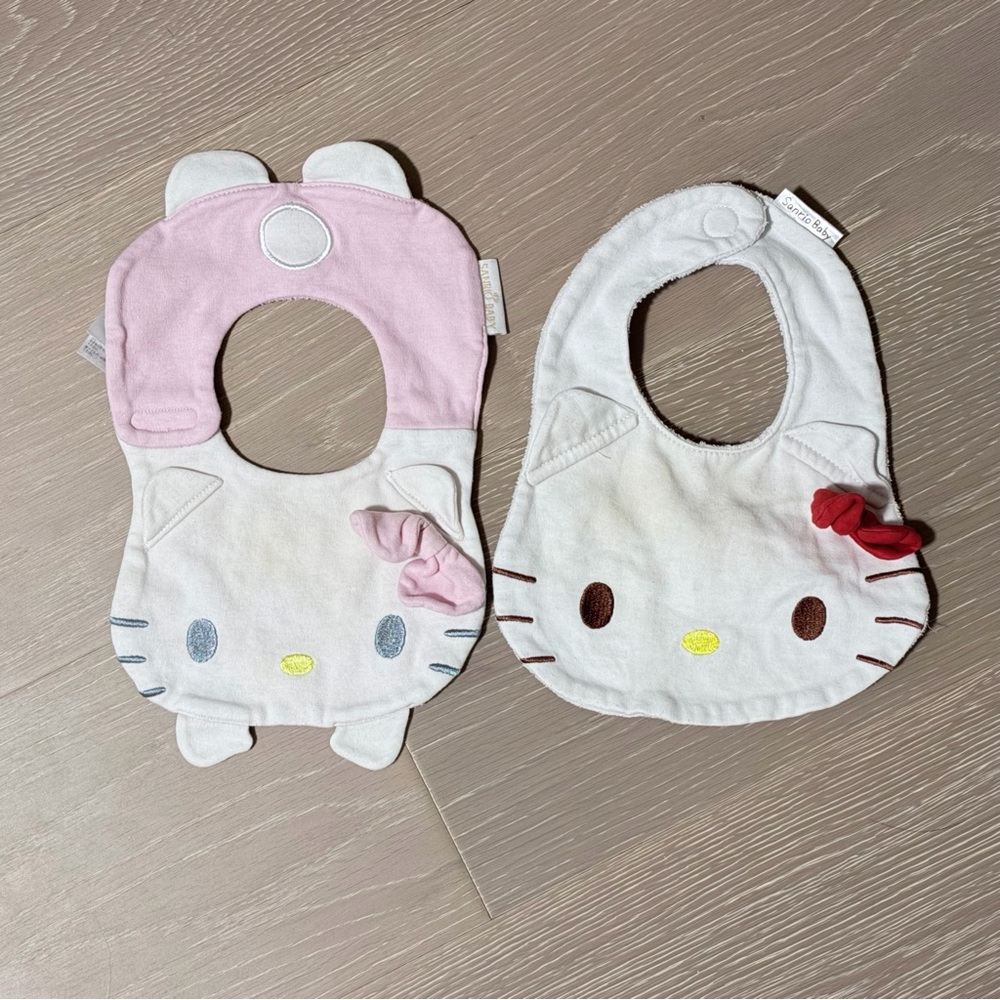 Sanrio Baby Hello Kitty Pink and White Baby Bib Set of 2